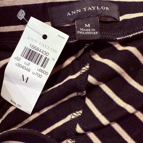 Ann Taylor Black  Beige Chevron Stripe Maxi Skirt Medium Fall Office Chic New - Picture 5 of 7